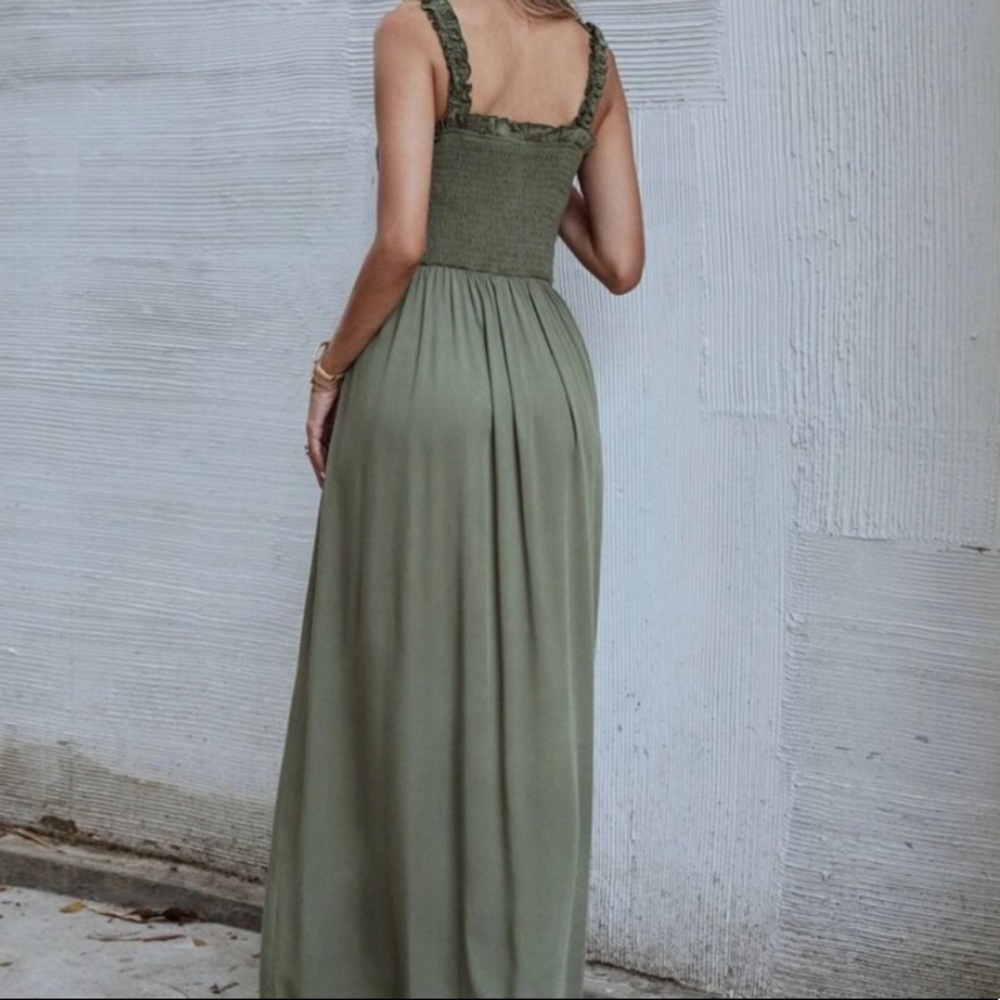 Boho shirred button through maxi dress - Picture 3 of 6
